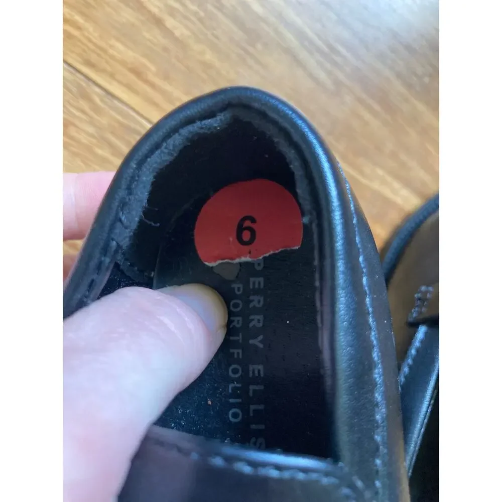 Perry Ellis Little Boy Black Slip On Dress Shoes, Size 6